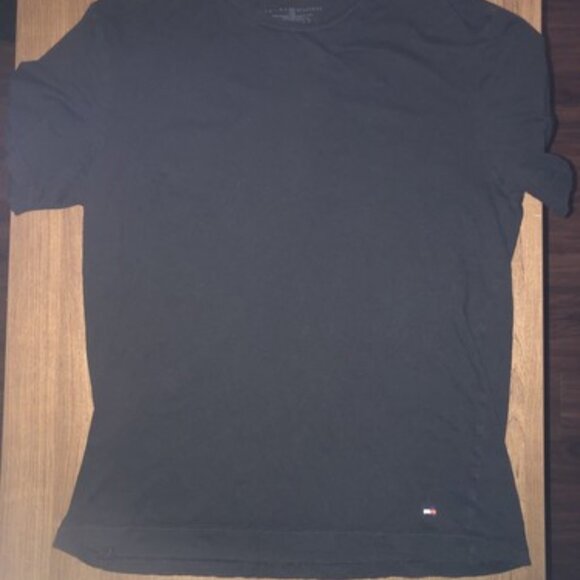Men's Large Tommy Hilfiger Black crew neck cotton t-shirt w logo Short Sleeve - Picture 1 of 6